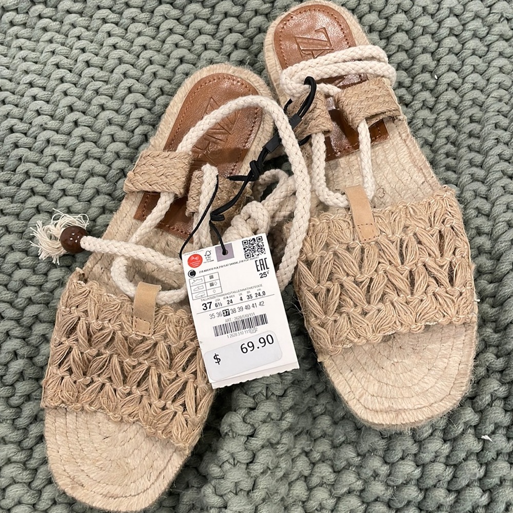 Zara Lace Up Woven Sandals